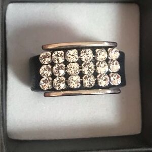 European Black Leather and CZ Ring